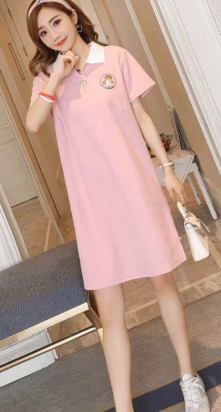 Đầm suông thun cotton cổ PoLo 45kg tới 75kg SisterD8933.