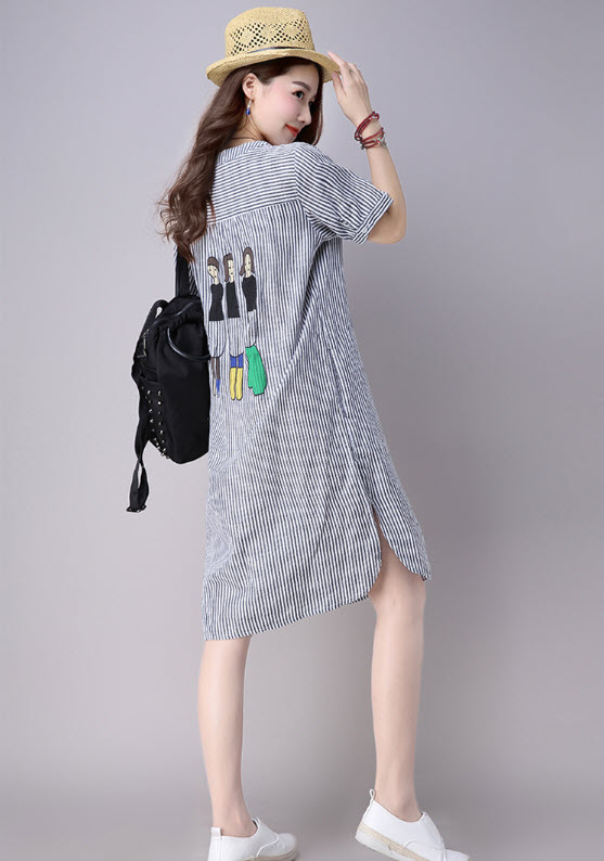 Đầm suông kẻ sọc cotton nữ SmallApple SA006