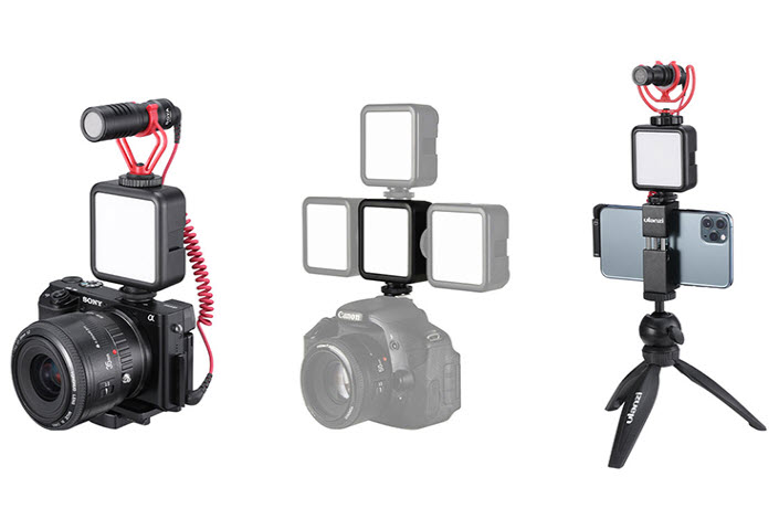 Đèn led và microphone cho điện thoại máy ảnh Ulanzi VL49