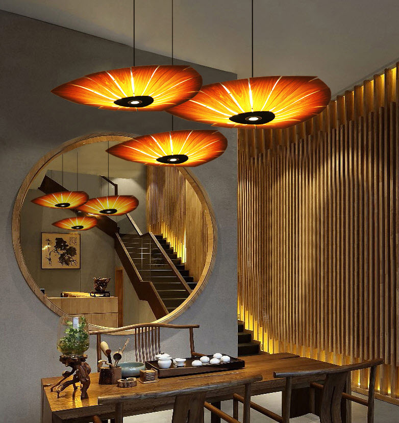 Đèn thả trần nghệ thuật cánh gỗ Rhyme ART038