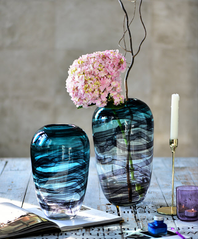 Bình bông thủy tinh painting handmade Bixuan HJ666