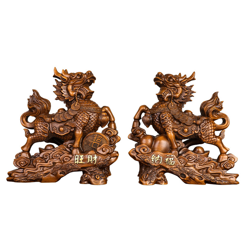 Cặp Kỳ Lân trang trí phong thủy chất liệu resin giả cổ DY6997