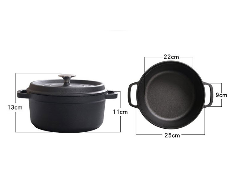 Nồi gang thô 25cm không chống dính Chef WH10099