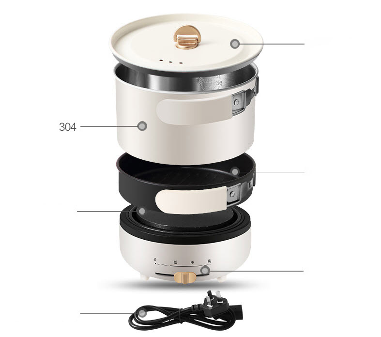 Bộ bếp điện nồi chảo mini Meisu ADS001