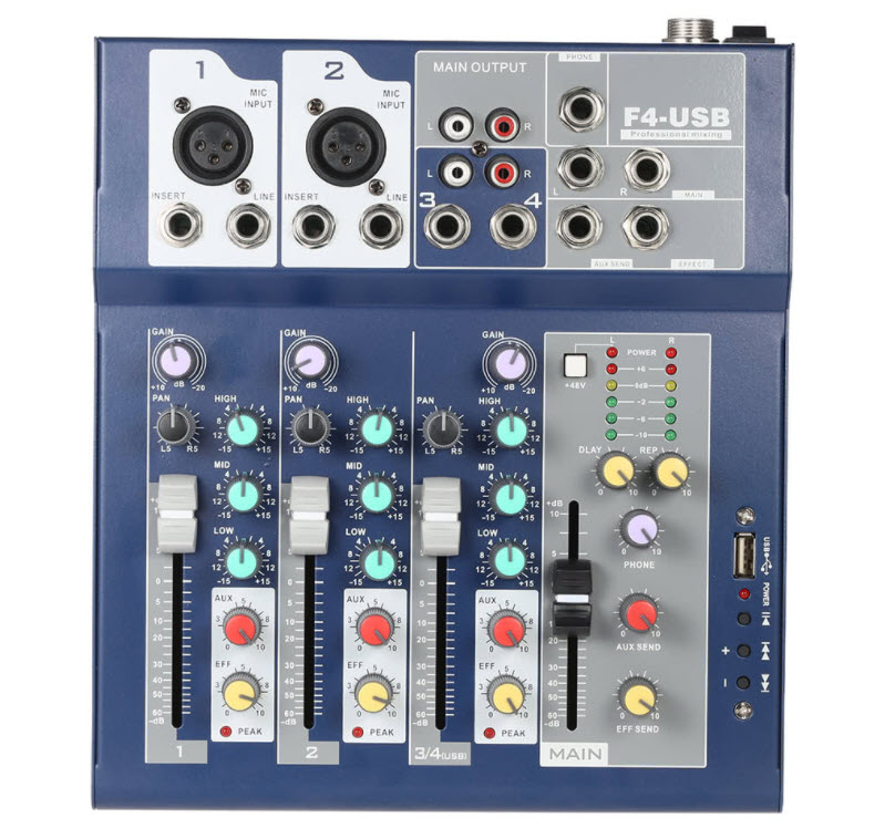 Mixer 4 channel kết nối bluetooth Landis F4