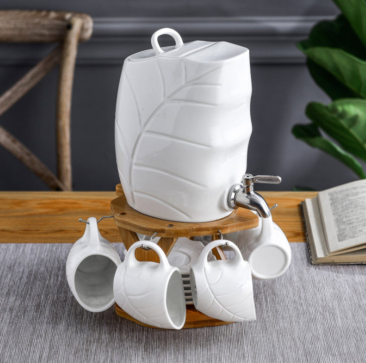 Bộ bình ly đựng nước sứ trắng Garley D7355