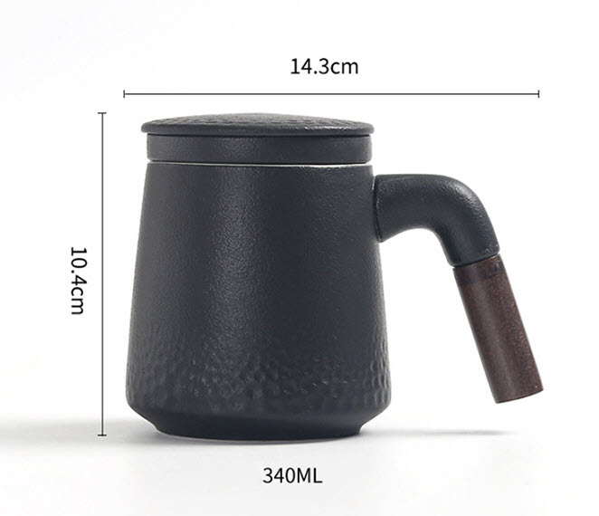 Ly pha trà có lõi lọc bằng gốm sứ có nắp 340ml TV004
