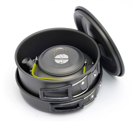 Bộ đồ dùng nấu ăn đi cắm trại dã ngoại OEM DS300 nhôm oxy hóa cứng