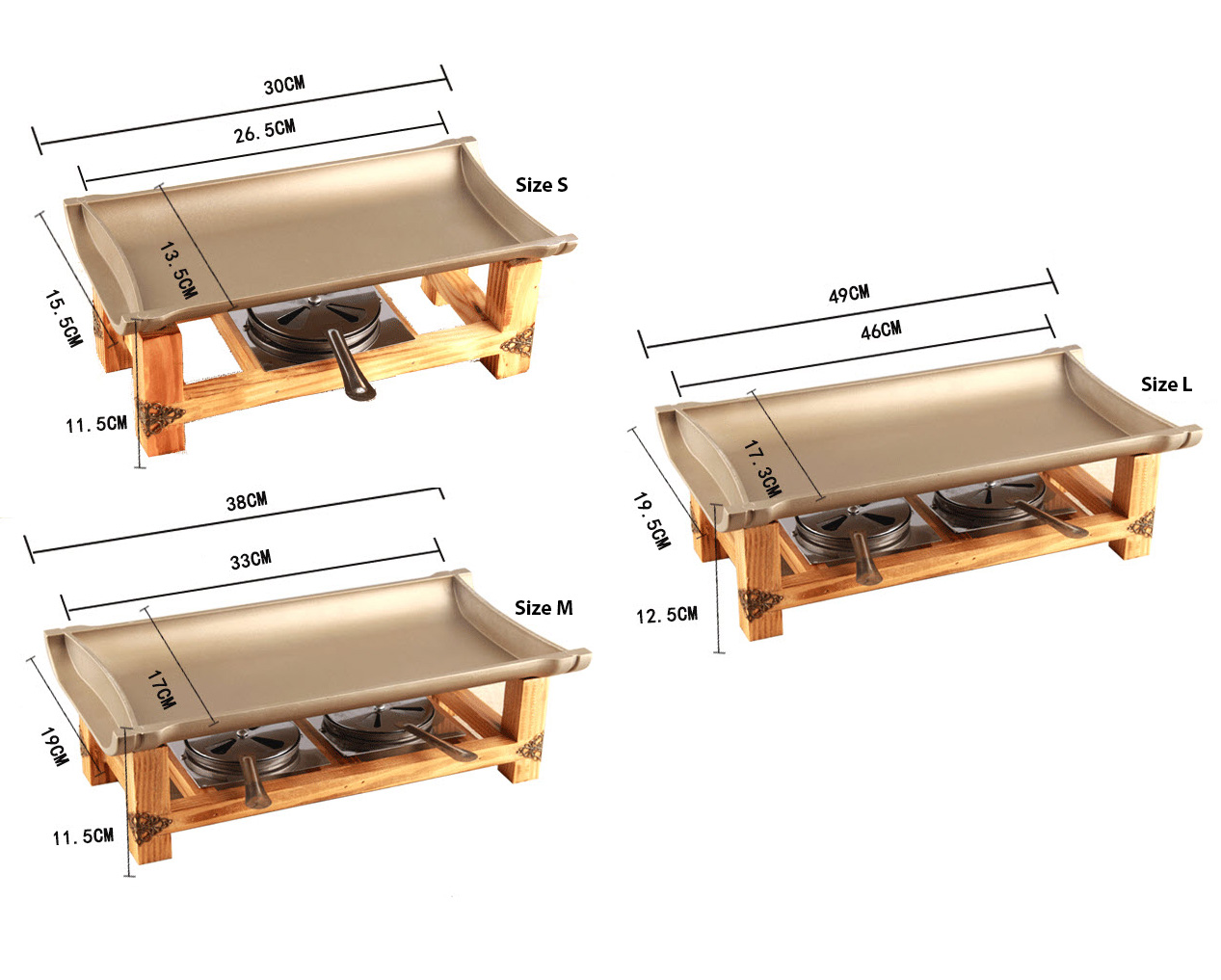 Bộ chảo bếp cồn nhôm đúc chống dính OEM XF015