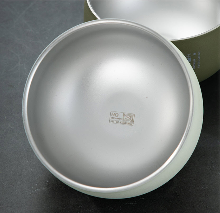 Chén inox 316 phủ gốm cách nhiệt 2 lớp OEM W0233