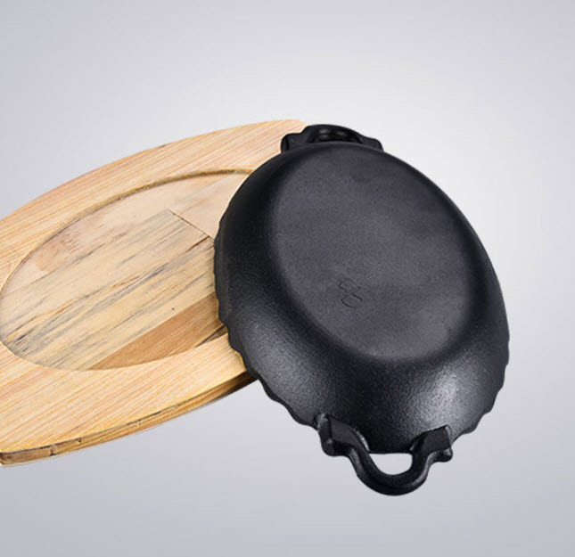 Chảo gang oval ăn beefsteak Dubidu TB12SRY