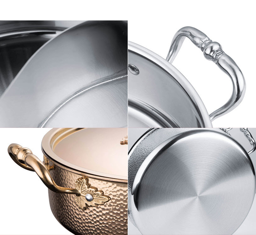 Nồi lẩu 2 ngăn inox 304 hoa văn vân búa đáy 3 lớp Legacy LG001