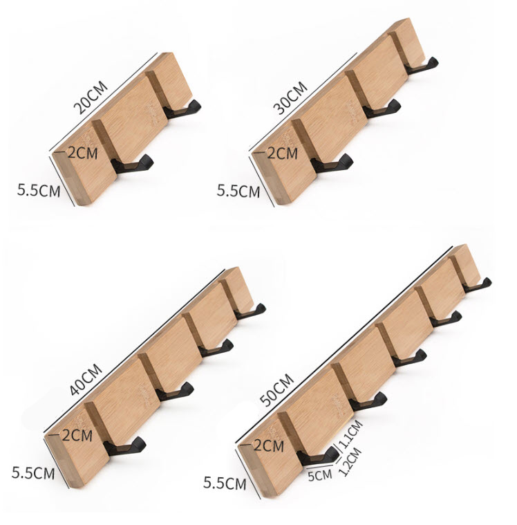 Móc treo đồ gắn tường gỗ tre Nimei ND180925