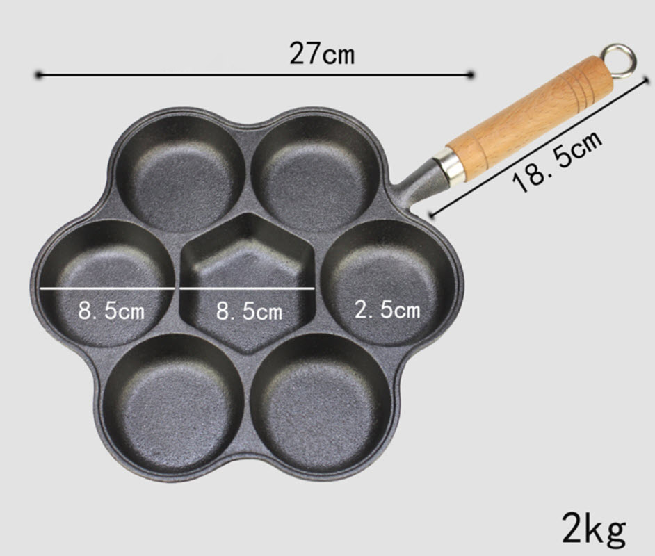 Chảo gang ốp la nướng bánh 7 ngăn sâu 2.5cm OEM WK021