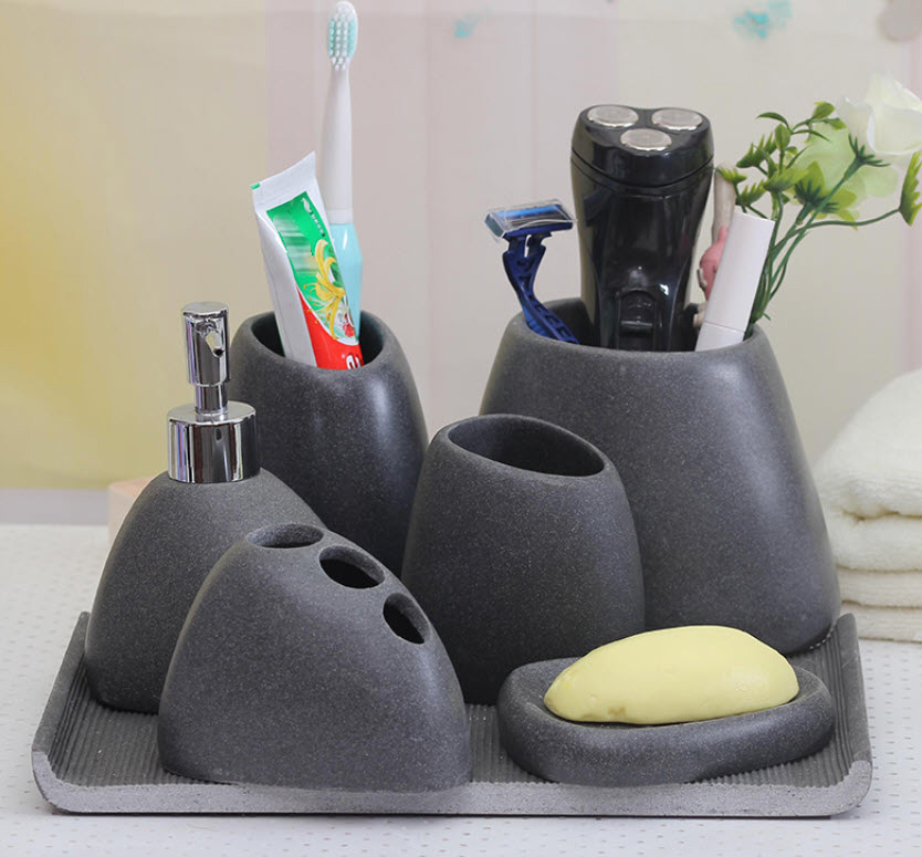 Bộ đồ dùng nhà tắm resin giả đá Lamyus HT004
