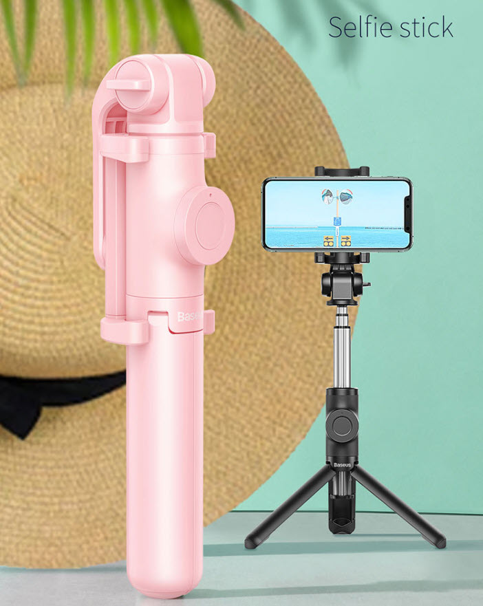 Gậy selfie 65cm giá gắn điện thoại 3 chân Baseus WS18026
