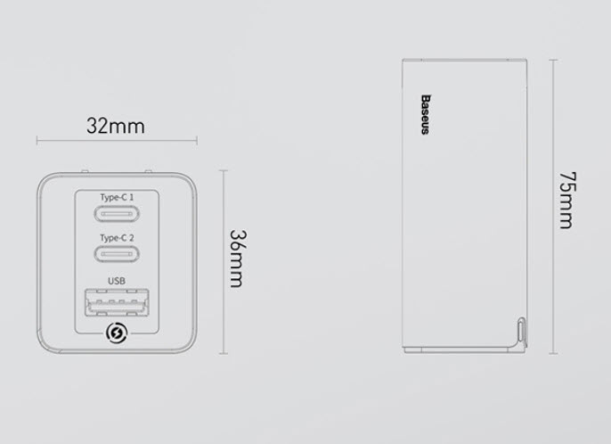 Adapter củ sạc nhanh Macbook và điện thoại công nghệ GaN Baseus BSC915