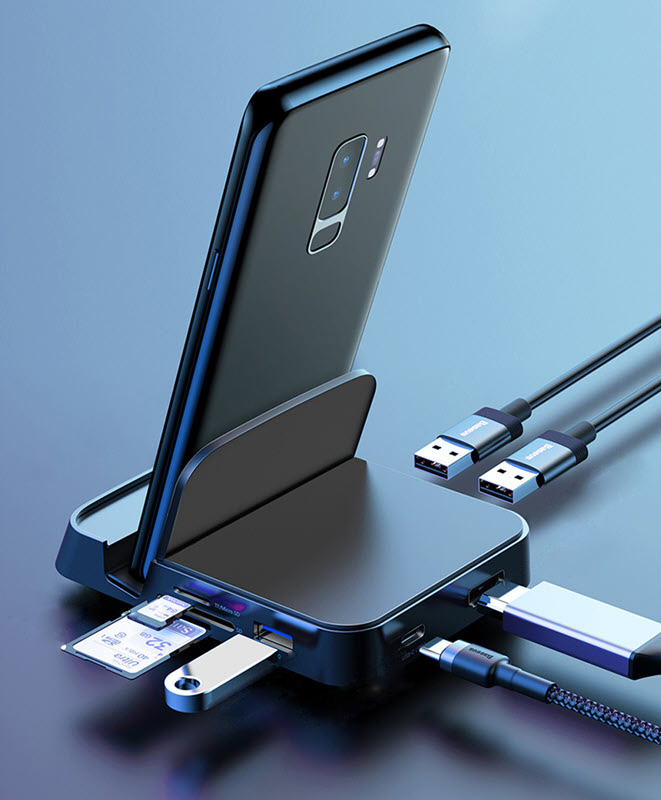 Docking Station 6 in 1 cho điện thoại Type-C Baseus Mate CAHUB-T01