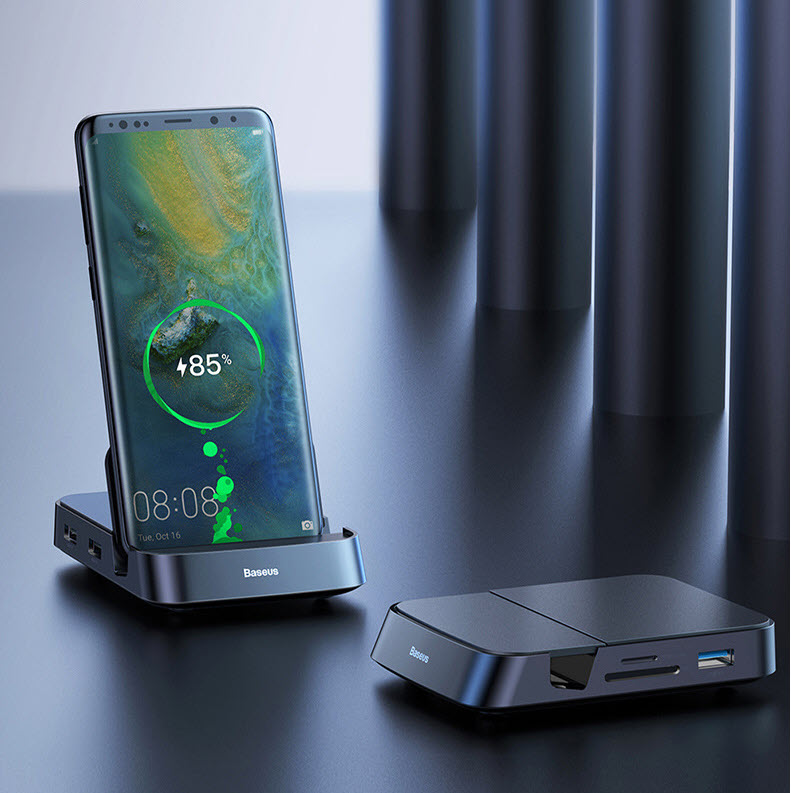 Docking Station 6 in 1 cho điện thoại Type-C Baseus Mate CAHUB-T01
