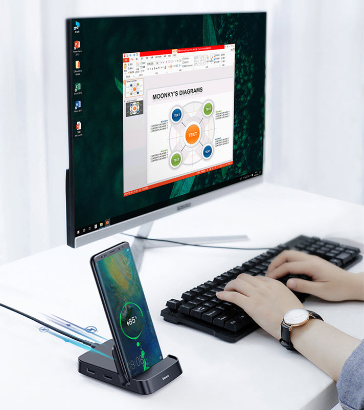 Docking Station 6 in 1 cho điện thoại Type-C Baseus Mate CAHUB-T01