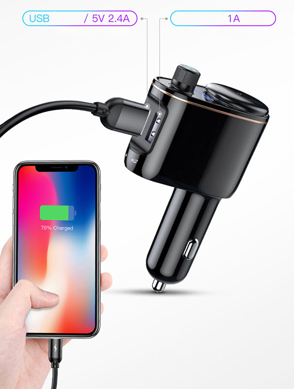 Tẩu sạc nhanh 2.4A kết nối bluetooth cho xe hơi Baseus S06 hỗ trợ nghe gọi