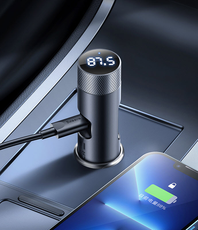 Tẩu sạc nhanh điện thoại cho xe hơi Baseus BSS025 cổng USB-A và USB-C