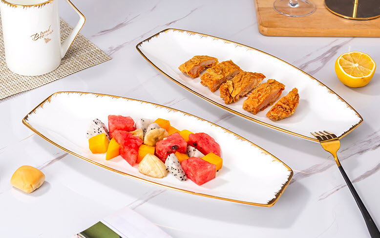 Dĩa đựng cá gốm sứ hoa văn handmade Beiyu By420.