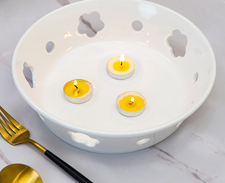 Bộ dĩa sứ hâm nóng thức ăn bằng nến Beiyu BY36