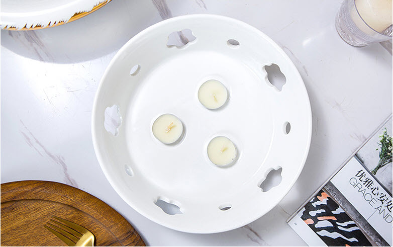 Bộ dĩa sứ hâm nóng thức ăn bằng nến Beiyu BY36