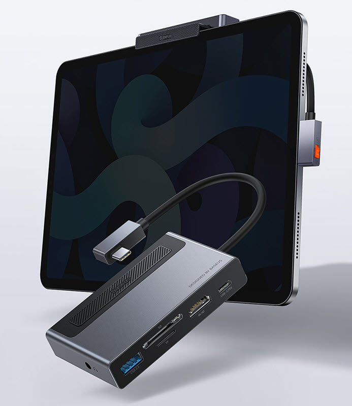 Hub bộ chia type-C Baseus BSS044 hỗ trợ HDMI/audio3.5/USB3.0/SD/TFcard sạc type-C 100W