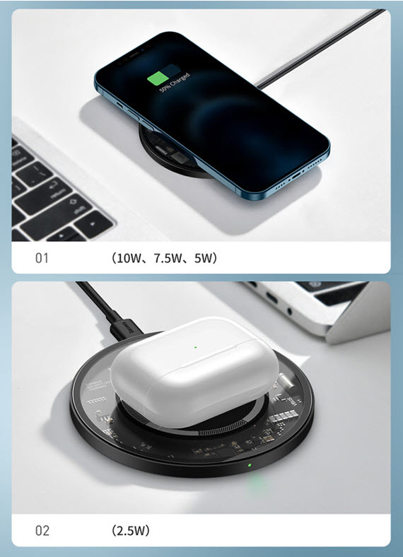 Sạc nhanh không dây chuẩn Qi 15W cho Iphone Ipod Baseus BSW517