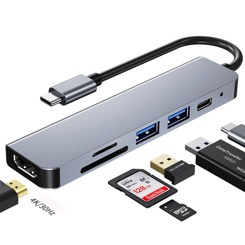 Hub chuyển đổi 6 in 1 USB-C to HDMI/USB/SD/TF/USB-C OEM BYL2010