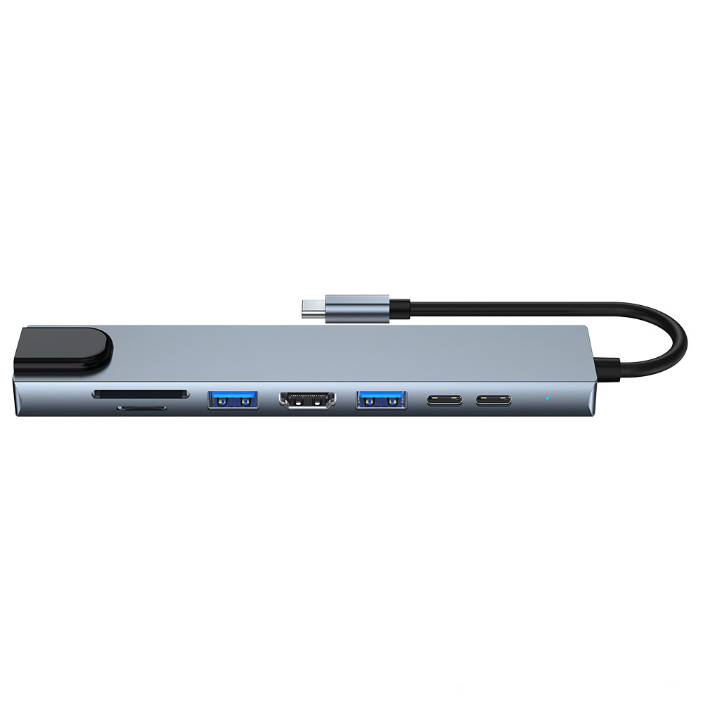 Hub chuyển đổi 8 in 1 USB-C to HDMI/USB/SD/TF/PD/LAN OEM 2017L