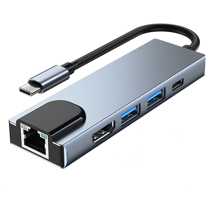 Hub chuyển đổi 5 in 1 USB-C to LAN/HDMI/USB/PD OEM 2007T