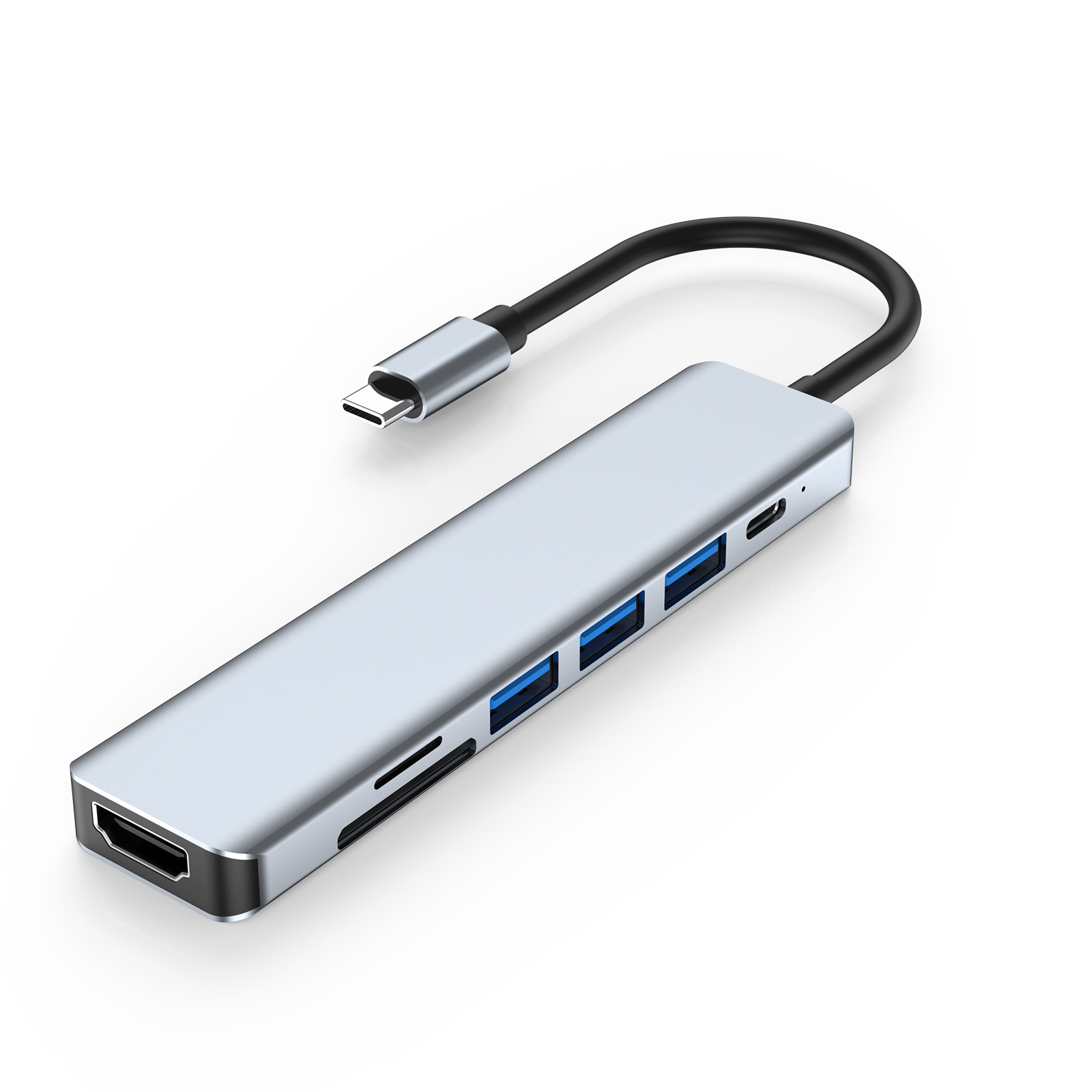 Hub chuyển đổi 7 in 1 USB-C to HDMI/USB/SD/TF/PD OEM 2120T