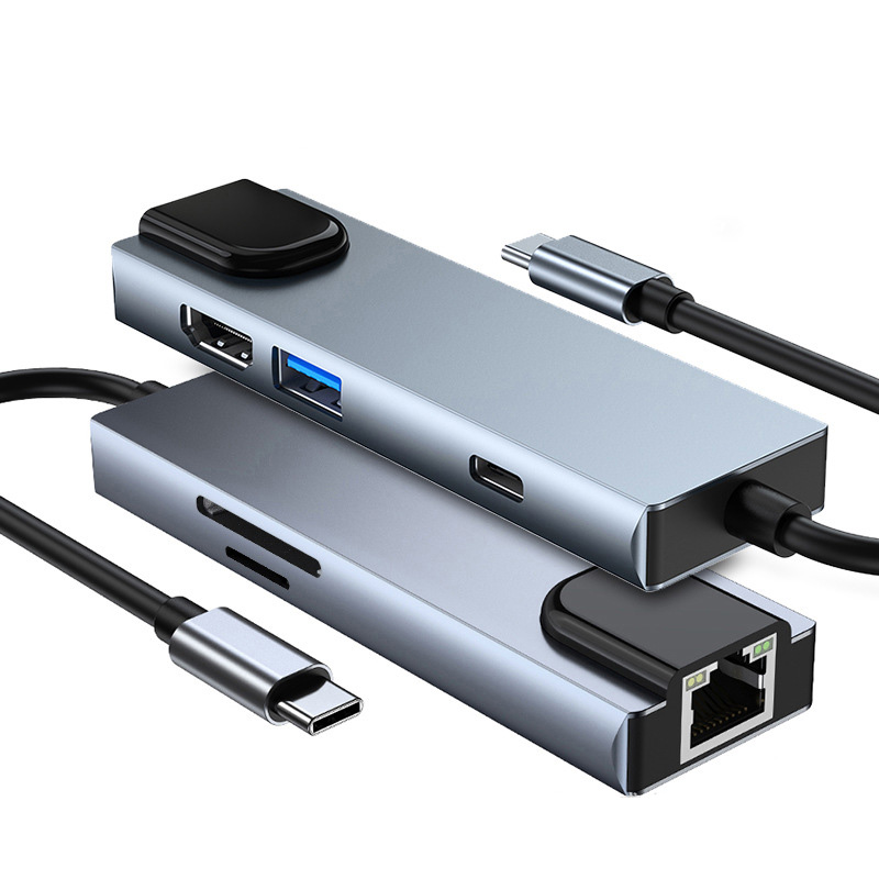 Hub chuyển đổi 6 in 1 USB-C to HDMI/USB/SD/TF/PD/LAN OEM 2012T