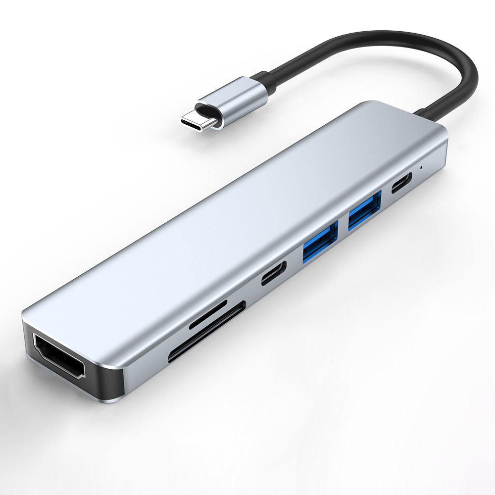 Hub chuyển đổi 7 in 1 USB-C to HDMI/SD/TF/Type-C/USB/PD OEM YG2121