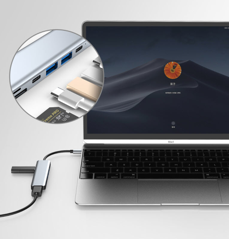 Hub chuyển đổi 7 in 1 USB-C to HDMI/SD/TF/Type-C/USB/PD OEM YG2121