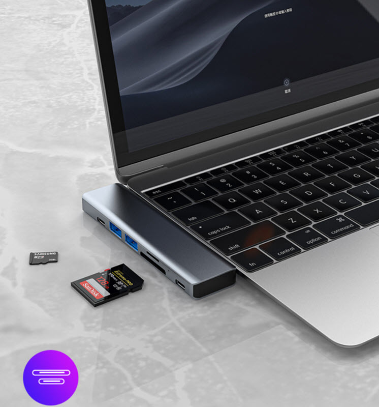 Hub chuyển đổi cho Macbook to HDMI/Type-C/USB/SD/TF/PD OEM 2101T