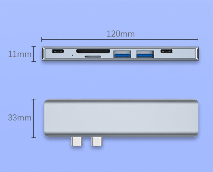 Hub chuyển đổi cho Macbook to HDMI/Type-C/USB/SD/TF/PD OEM 2101T