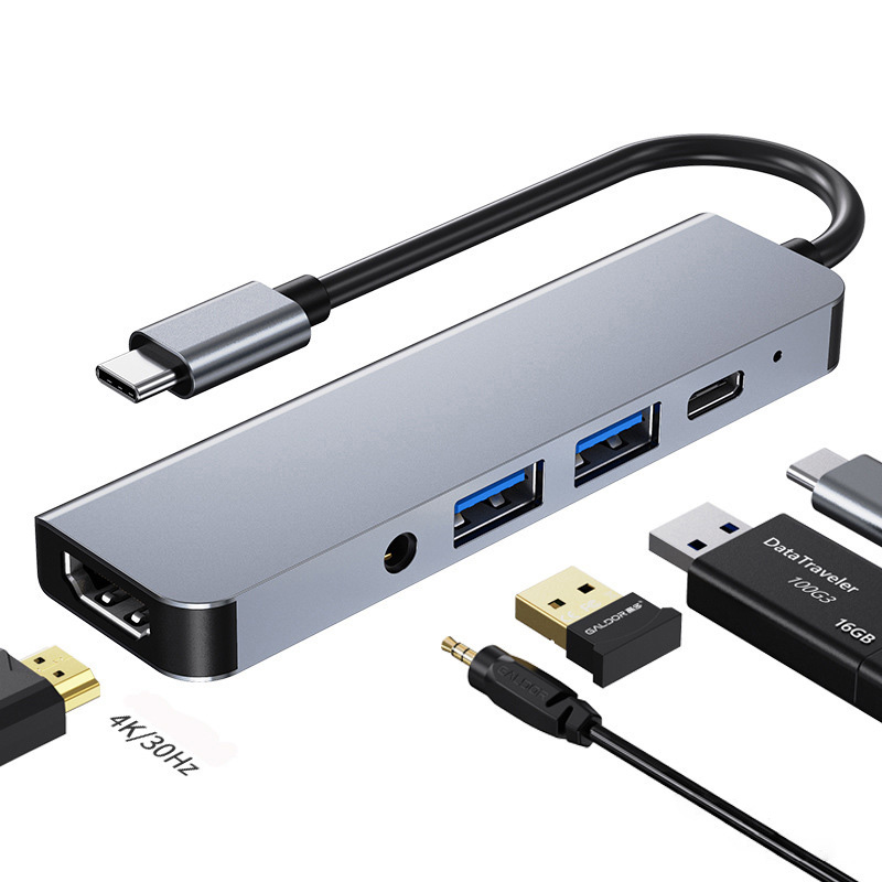 Hub chuyển đổi 5 in 1 USB-C to HDMI/AUX/USB/PD OEM 2009T
