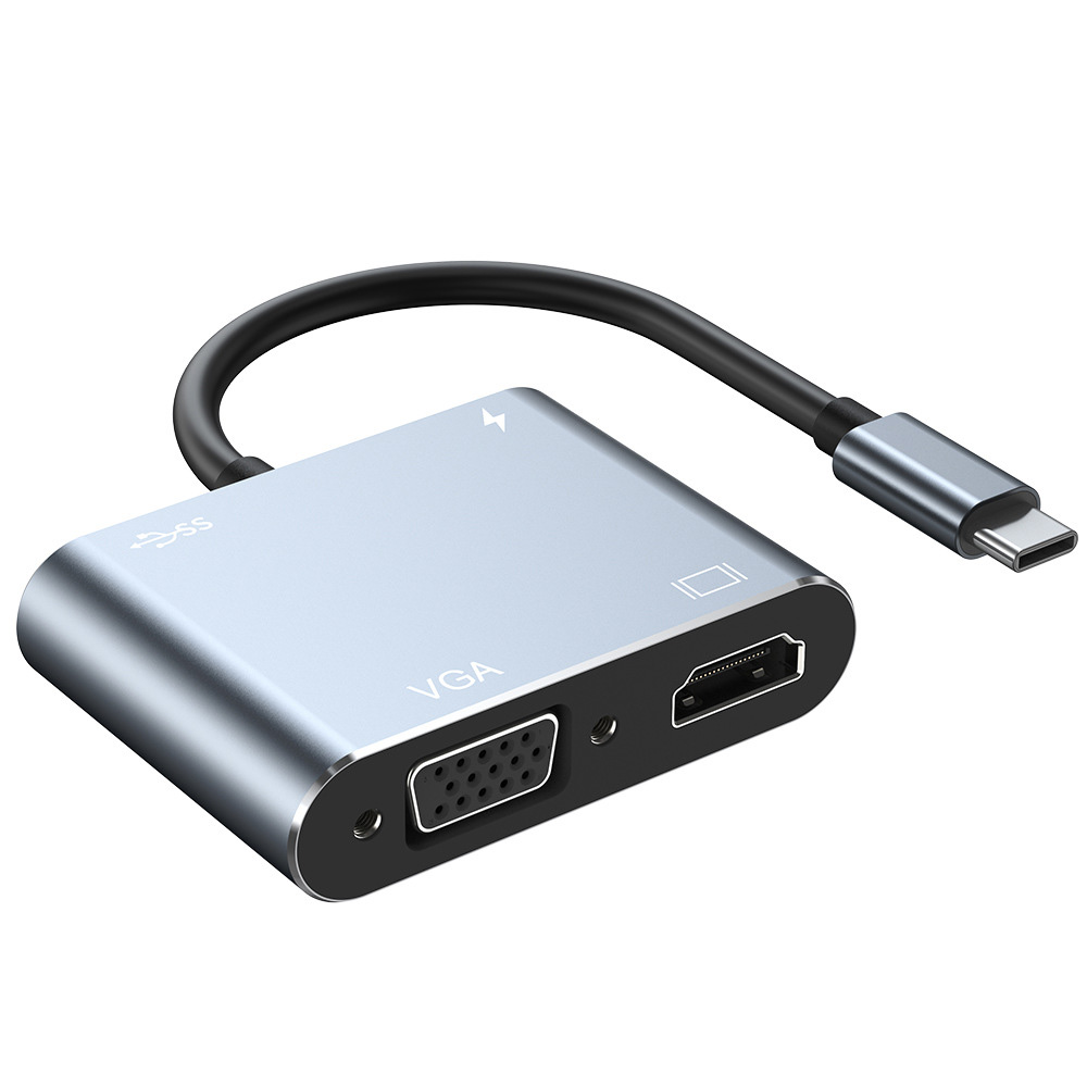 Hub chuyển đổi 4 in 1 USB-C to HDMI/VGA/USB/PD OEM 2001T