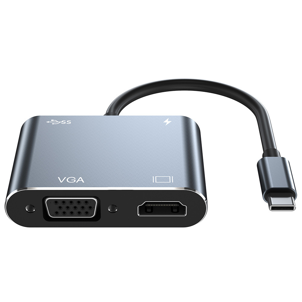 Hub chuyển đổi 4 in 1 USB-C to HDMI/VGA/USB/PD OEM 2001T