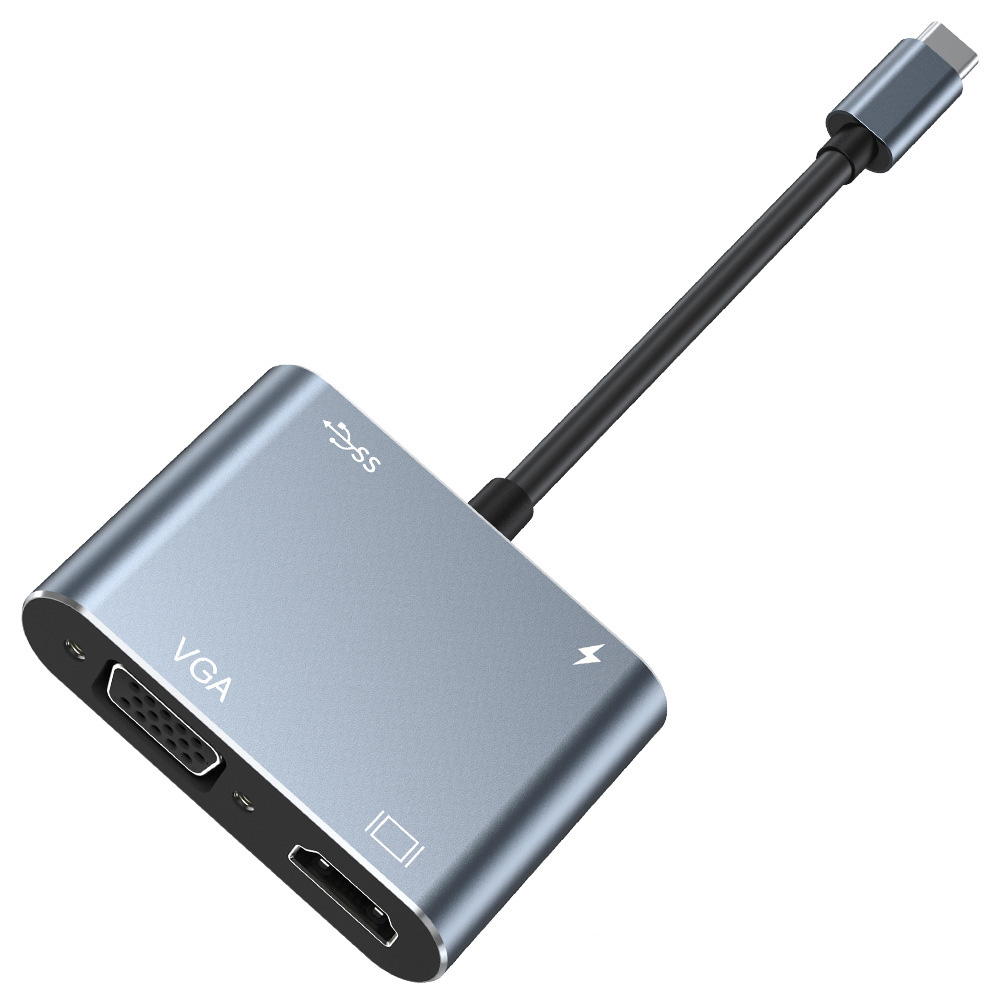 Hub chuyển đổi 4 in 1 USB-C to HDMI/VGA/USB/PD OEM 2001T
