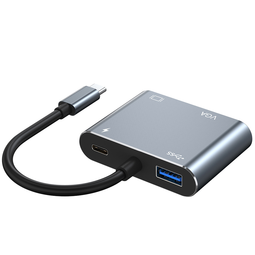 Hub chuyển đổi 4 in 1 USB-C to HDMI/VGA/USB/PD OEM 2001T
