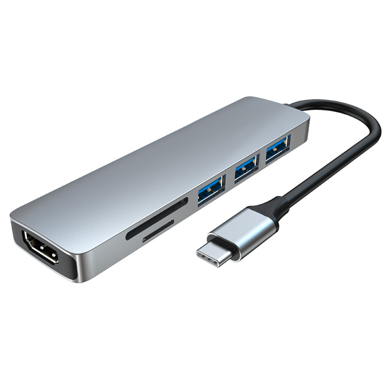 Hub chuyển đổi 6 in 1 USB-C to HDMI/USB/SD/TF OEM H13