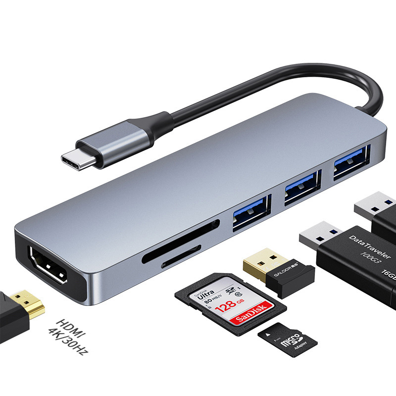 Hub chuyển đổi 6 in 1 USB-C to HDMI/USB/SD/TF OEM H13