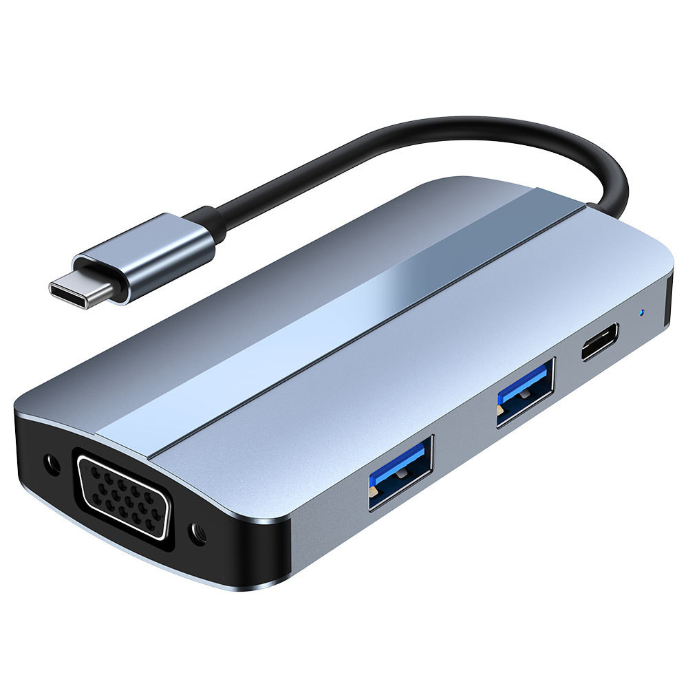 Hub chuyển đổi 7 in 1 USB-C to HDMI/VGA/USB/Type-C/AUX/PD OEM 2106T