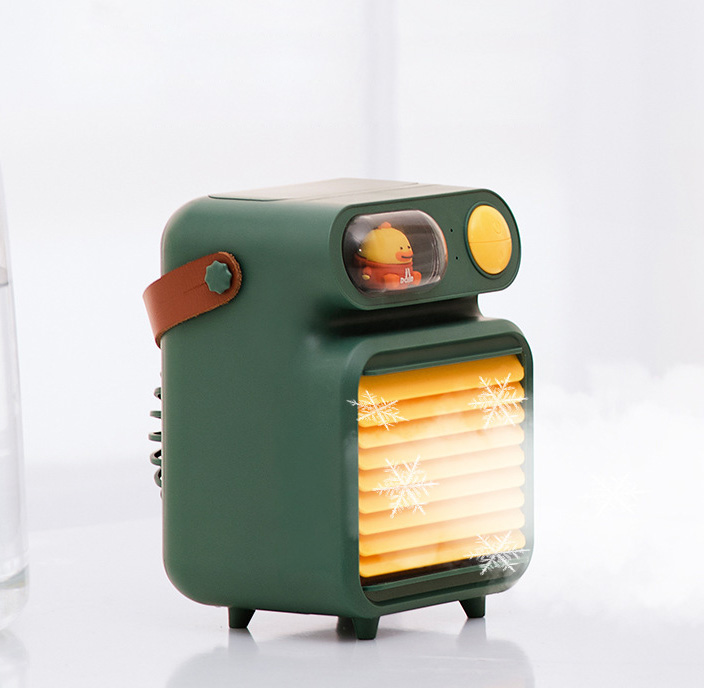 Quạt hơi nước mini để bàn 3 tốc độ gió pin sạc có đèn ngủ OEM F06