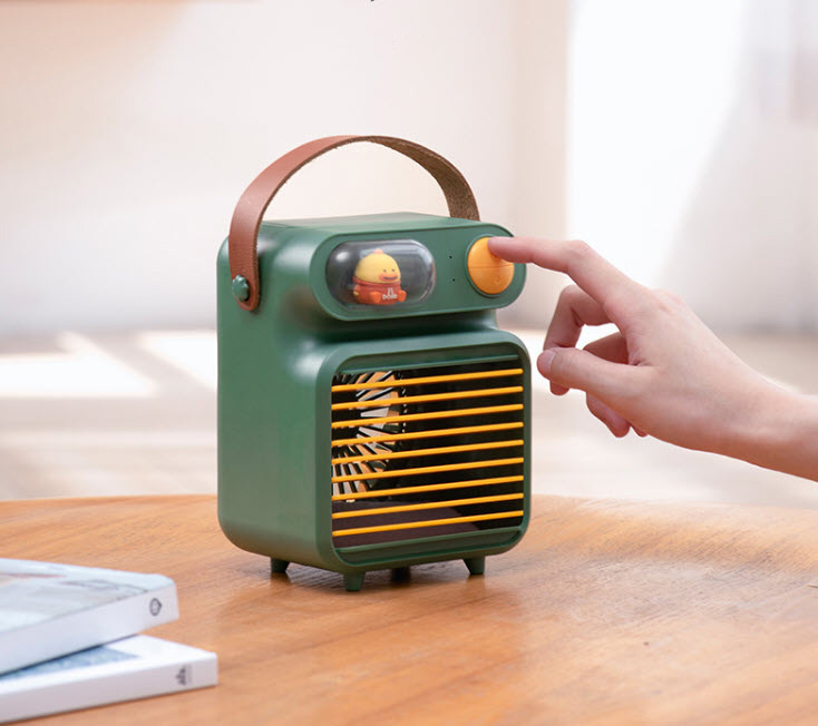 Quạt hơi nước mini để bàn 3 tốc độ gió pin sạc có đèn ngủ OEM F06